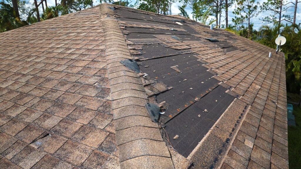 Damaged roof needing repair