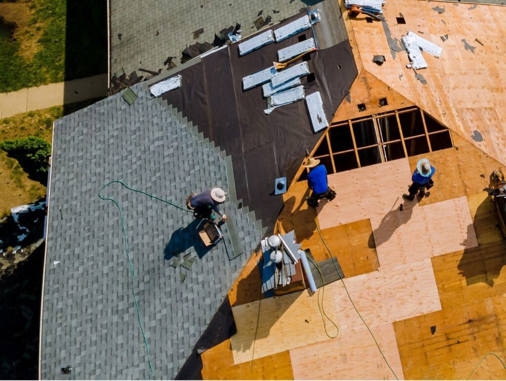 Completing the repairs on the roof