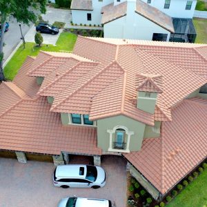 Completed tile roof on a residential home